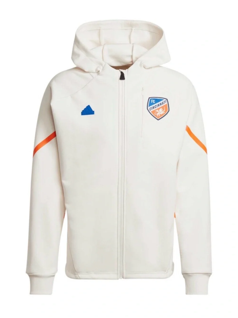 adidas FC Cincinnati White Hooded Full-Zip Jacket with Orange Accents